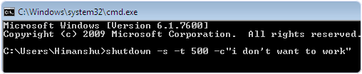 print message with cmd command