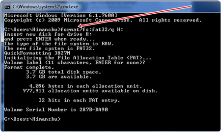 command prompt cmd format fat32