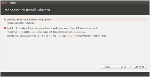 preparation for installation of ubuntu